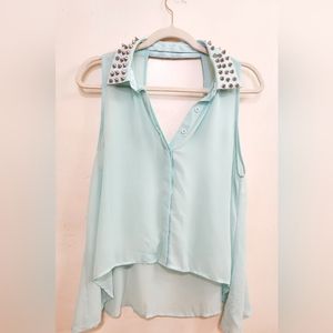 Forever 21 Aqua Sheer Crop Top Size Large